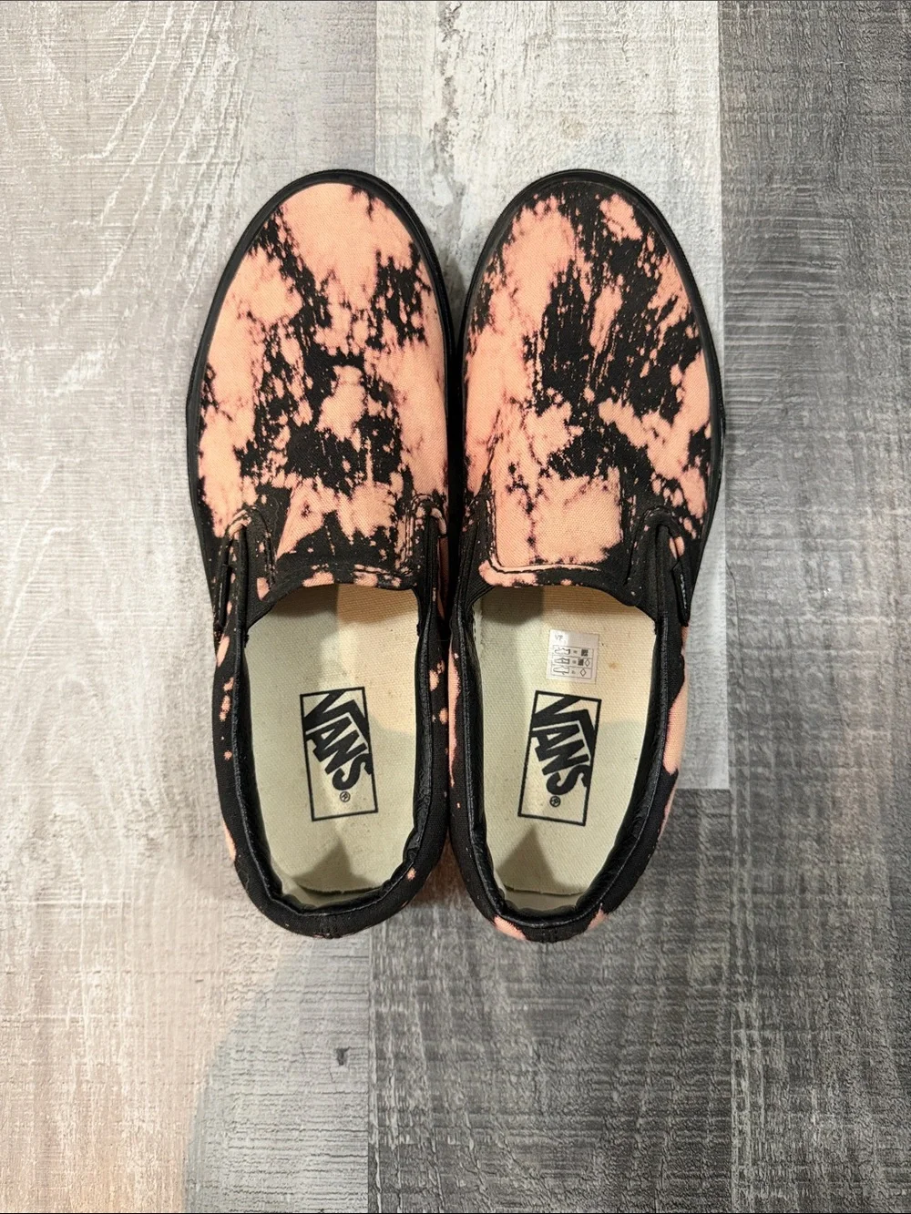 Vans Men’s Bleached Black Canvas Slip-On’s